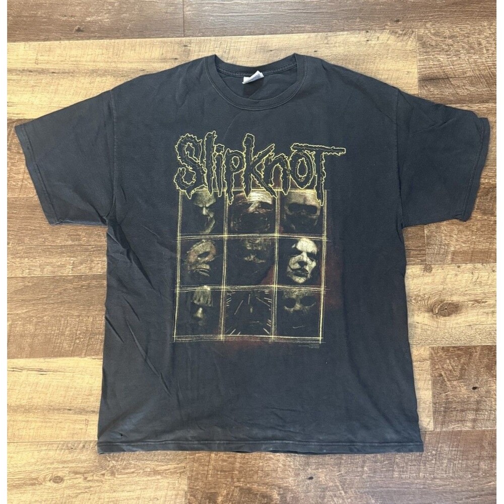 Slipknot Nonagram Band Grid T-Shirt Hanes Heavyweight Black Vintage Size XL